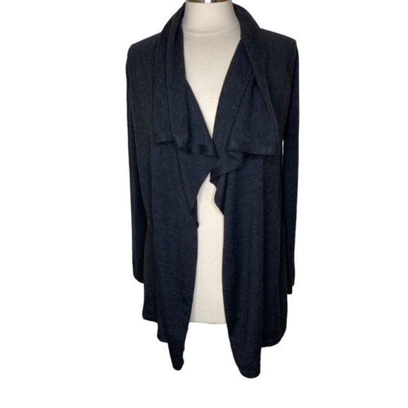 Theory Wool Open Front Medium Dark Gray Women's Cardigan Sweater - Picture 1 of 12